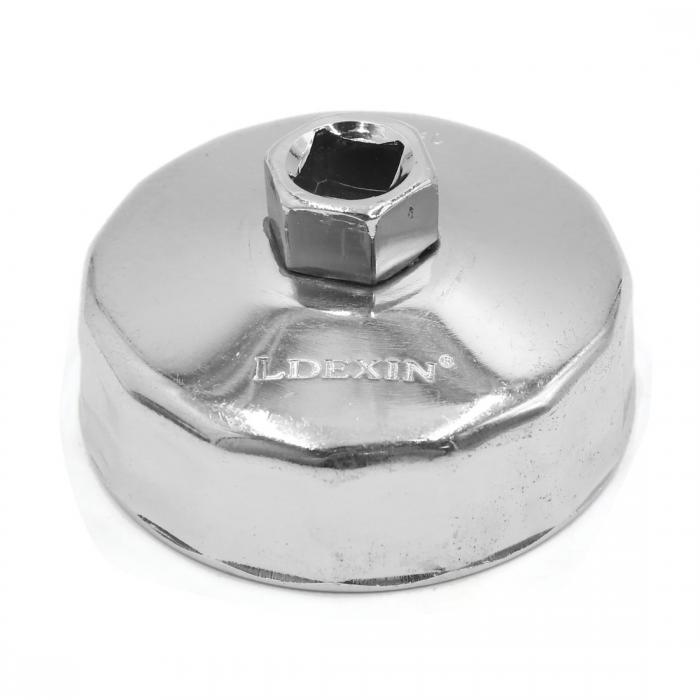 uxcell オイルフィルターレンチ 78mm 内径 カップ型オイルフィルター レンチ オイルエレメントレンチ 15面 ユニバーサル ステンレススチール シルバートーン 1個入り