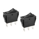 uxcell ロッカースイッチ プラスチック製 ブラック ボートトグルスイッチ 3ピン ON/ON AC 250V/15A 125V/20A 2個入り