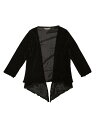 Allegra K レディース タイフロントカーディガン 七分袖 ニットメッシュ クロップド ボレロ シュラグ ブラック L
