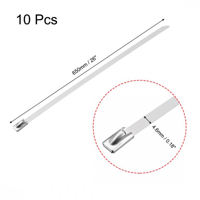 uxcell �����֥른�åץ��� 650mm 4.6mm�� ���ƥ�쥹�� ��°�ӵ���å� 10��