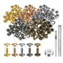 uxcell 100セットのレザーリベット 8mm x 10mm メタルダブルキャップリベットスナップスタッズファスナー 3個の設置ツール付き レザークラフトD...