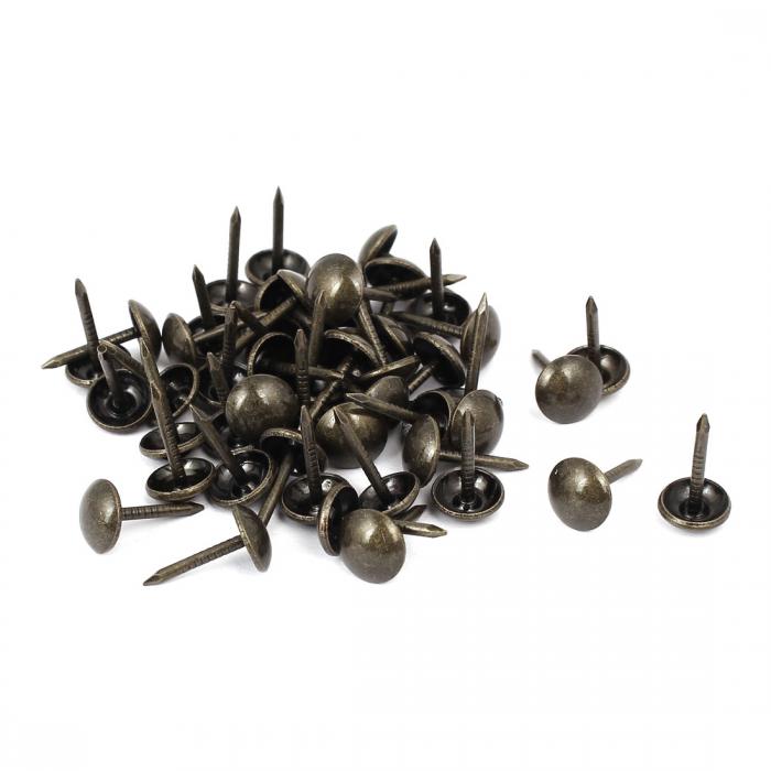 uxcell 室内装飾画鋲釘 プッシュピン 8mm x 15mm ラウンドヘッド ブロンズトーン 革張り ソファ用 50個入り