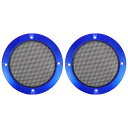 X AUTOHAUX スピーカーカバー スピーカーグリル カバー 124x8mm メッシュ サブウーファーグリルホーン 光沢ガードプロテクター プラスチック 鉄 ブルー ブラック 2個入り