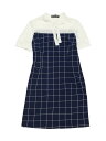 Allegra K ワンピース ガンクラブ チェック Iライン ワンピース レディース 半袖 ブルー M(4)