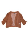 Allegra K カーディガン メッシュ 半袖 ボレロシアー シュラッグ オープンフロント クロップド レディース ブラウン XS(4)