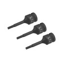 uxcell インパクト六角ビットソケット Cr-Mo鋼 メトリック 75 mm長さ 9.5 mmドライブ x H4(4 mm) 3個