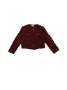 Hobemty ブレザー ジャケット ツイード ワーク クロップド 長袖 エレガント レディース ワインレッド XL(4)