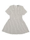 Allegra K レディース 半袖 チェック柄 ツイード ドレス ジッパー ボタン カジュアル ミニドレス アプリコット XL