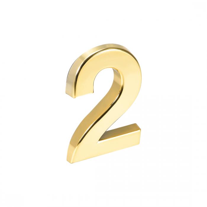 uxcell 粘着ハウス番号 ABS プラスチック 番号2 ハウス ホテル メールボックス アドレスサイン用 50 mm ゴールドトーン