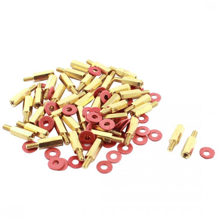 uxcell スタンドオフ六角スペーサー 六角ねじ M3オスーメス6mm+12mm 40個 ブラス製