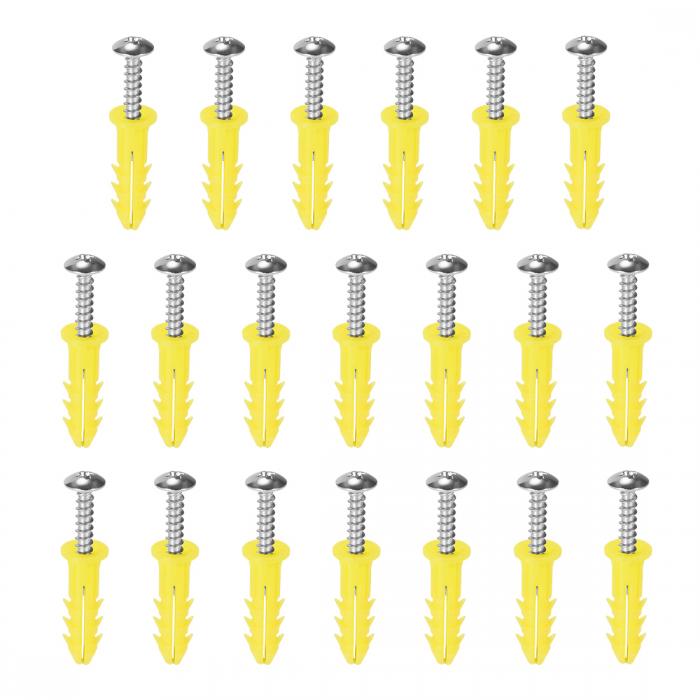 uxcell 6 x 26 mmプラスチック拡張パイプ プラスチック製 イエロー プラスチック製アンカー 壁プラグ拡張チューブ 20個入り