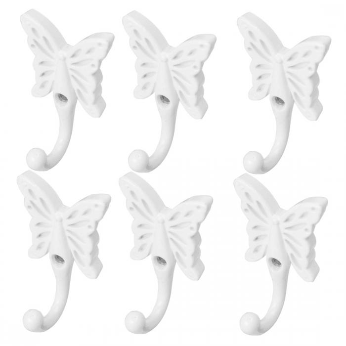 uxcell フック ウォールマウントローブフック 亜鉛合金 蝶型DIYフックコートタオル ウォールクラスプバスルームカーテンハンガー ネジ付き 白 6個
