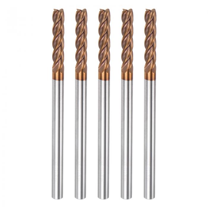 uxcell 5個セット カーバイドスクエアエンドミル 6mm（15/64"）直径 6mm（15/64"）シャンク 100mm（4"）エクストラロング HRC55 マイクログレ インタングステンカーバイド 4フルートミリングビットカッター アルミニウム 銅 金属用