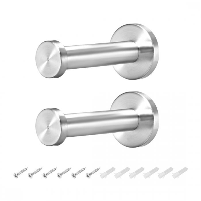 uxcell 壁掛けフック ネジ アンカー ステンレス鋼製 取り付け簡単 シルバートーン シングルフック 2個入り