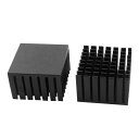 uxcell ヒートシンク ヒートディフューザー クーラーフィン アルミニウム 正方形 37×37×24mm ブラック 2個入り(2)