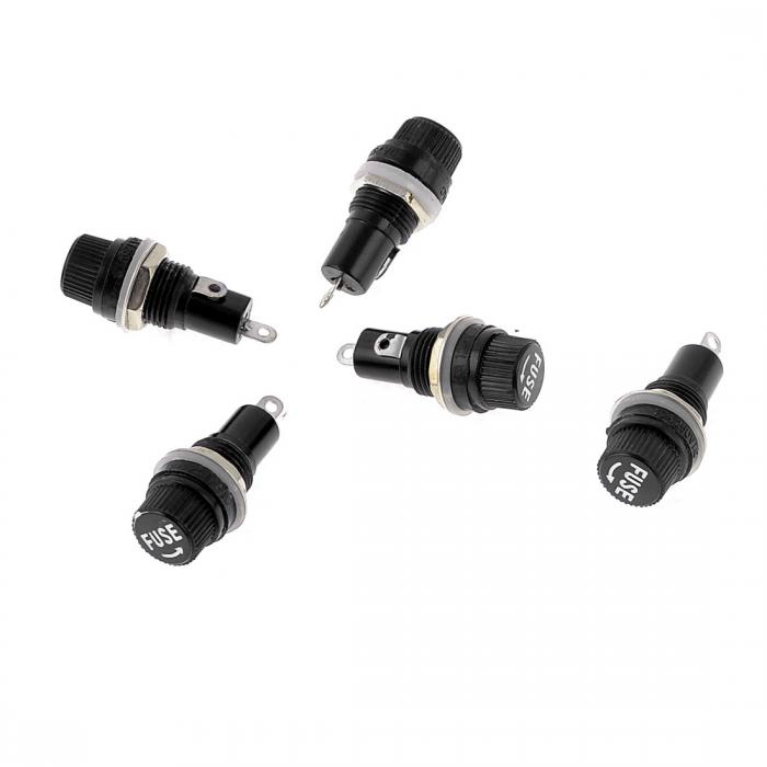 uxcell ヒューズホルダー ブラックロック 5×20mm 5件セット