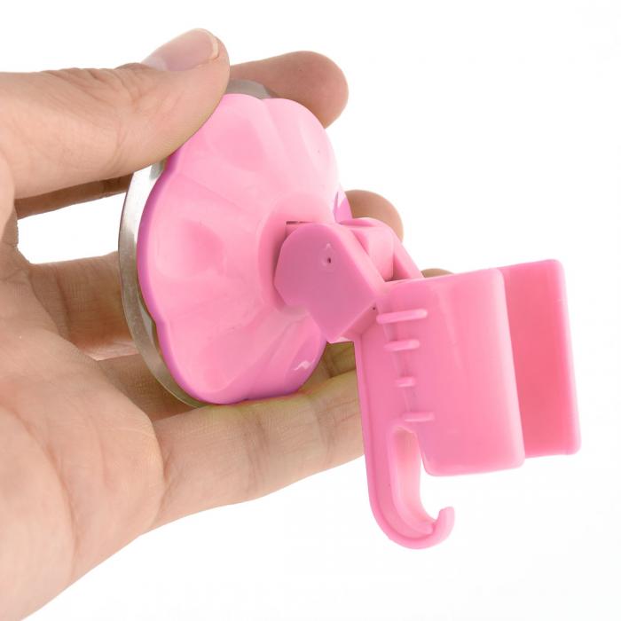 uxcell ラバーサクションカップファミリー洗面所 調節可能なシャワーヘッドハンドルホルダー クリア、ピンク