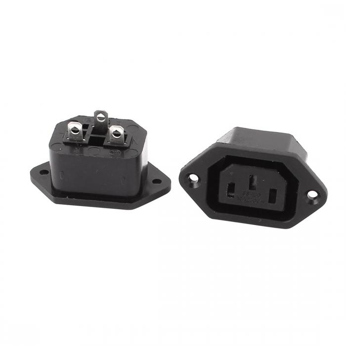 uxcell メス IEC C13プラグ プラスチック製シルバートーン ヘッドフォンジャック 2個入り