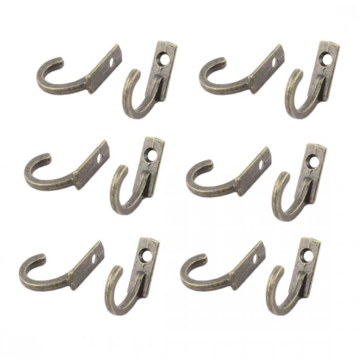 uxcell フック 壁掛け ネジ付き ブロンズトーン 5×12mm 17×7mm 2.5mm 24×18×7mm 33g