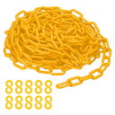 PATIKIL プラスチックチェーン クラウドコントロール用 32フィート 安全バリアチェーン 1/4"(6mm) イエローいプラスチックチェーンリンクは 列 並び 駐車場 フェンス ゲート コンサート 装飾用