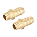 uxcell 真鍮製フィッティングコネクタメトリック オス-バーブ 6mm x M6x1(2個)