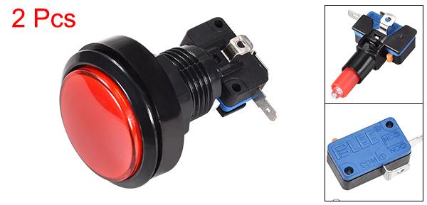 uxcell ゲームプッシュボタン 46mmラウンド 12V LED点灯 押しボタンスイッチ マイクロスイッチ付き アーケードビデオゲーム用 レッド 2個