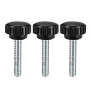 uxcell クランプつまみ ローレットクランプノブ ブラック シルバートーン ベークライト 金属 おねじ M6x35mm 3個入り