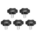 uxcell クランプねじノブ クランプつまみ スターノブ M10 x 25mm プラスチック メタル 5個入り
