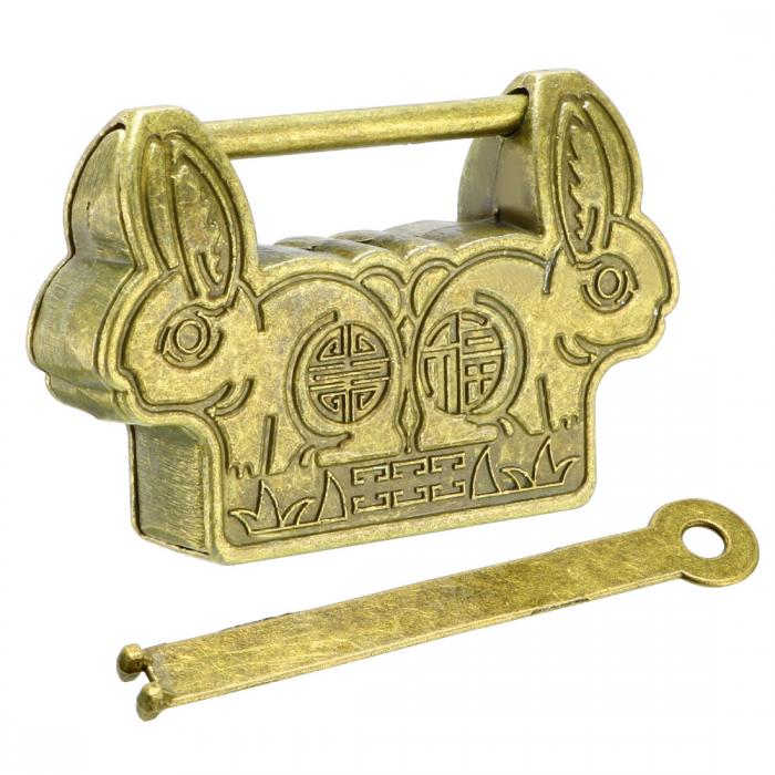 uxcell 南京錠 ロック南京錠 中国南京錠 真ちゅう南京錠 シャックル直径3.5mm 幅60mm