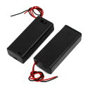 uxcell バッテリーホルダー 2x1.5V AAAバッテリーホルダー 密閉型ケースボックス オンオフスイッチ ブラック 2個