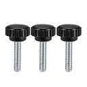 uxcell ローレットノブ クランプノブ ノブグリップ M6x30mmオスねじ 炭素鋼 3個入り