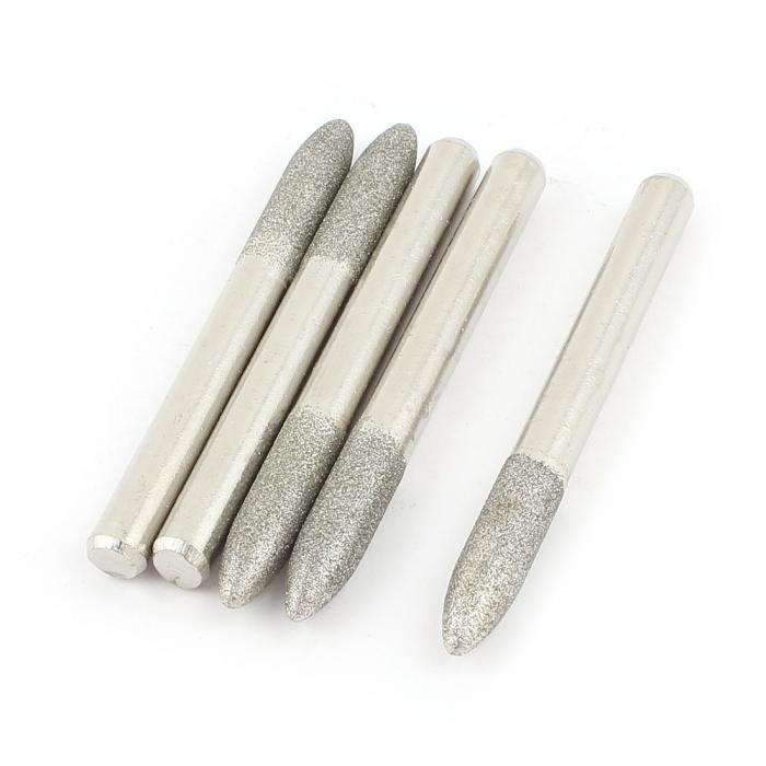 uxcell 軸付砥石 ダイヤモンド 研磨ビット 6mmX60mm 先端 テーパ 回転工具 5個