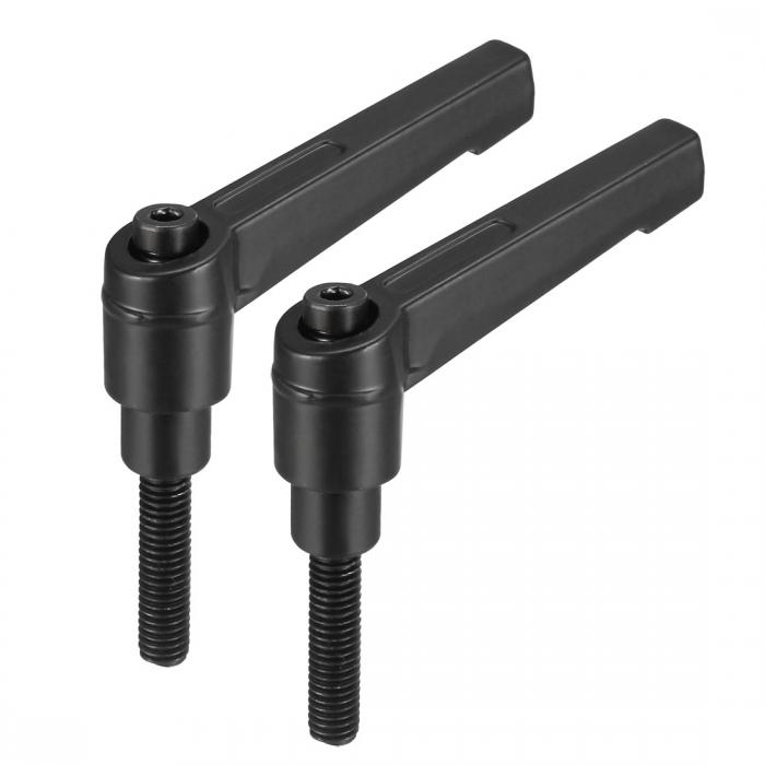 uxcell クランプハンドル 調整可能 押しボタン ラチェットレベル M6 x 25mm オスネジスタッド 2枚入り