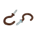 uxcell カップ フック 25mm スクリュー イン オープン ハンガー プラスチック コート ブラウン 25本入り