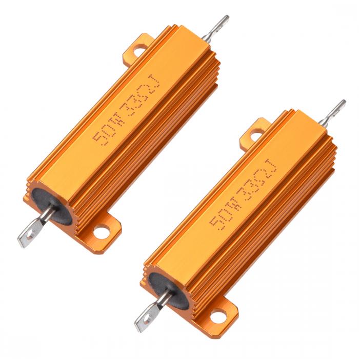 uxcell 50W 33 Ohm 5 Aluminum Housing Resistor Screw Chassis Mounted Aluminum Case Wirewound Resistor Load Resistors Gold Tone 2pcs