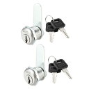 uxcell カムロック 16mmシリンダー長 48mmフラットカムナットオンタイプ 同様キー付き 2個
