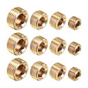 uxcell パイププラグ品揃え 真鍮 内部六角 1/8PT 1/4PT 3/8PT 1/2PT オスネジ ソケットキャップ 4個セット 3セット入り