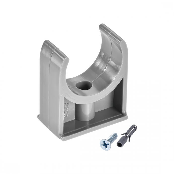 uxcell PVCパイプクランプクリップ 32mm外径 TVトレイチューブホースハンガーサポートペックスチューブ 取り付けネジ付き グレー 20個