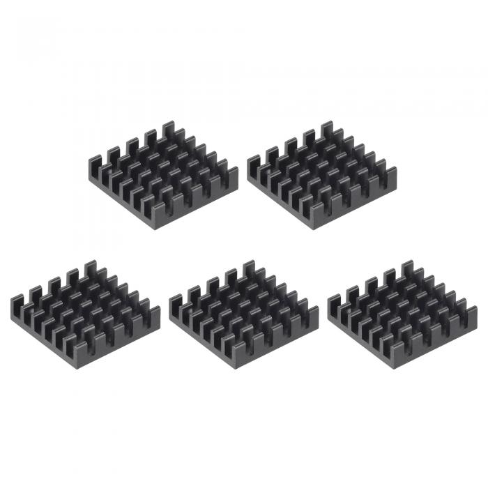 uxcell ヒートシンク 19x19x5mm 自己接着 アルミニウム 電子ラジエーター IC、MOS用 ブラック 5個