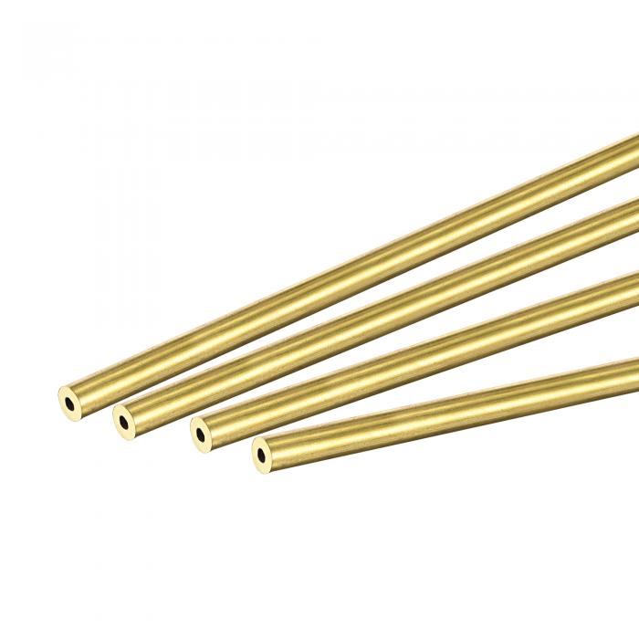 uxcell 真ちゅう製丸管 3.5 mm外径 1 mm壁厚さ 300 mm長さ パイプチューブ 4個