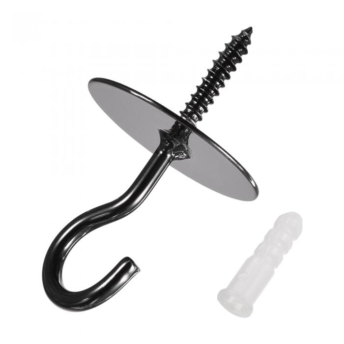 uxcell 天井フック壁掛け 鉄 シャンデリア植物用 40x66 mm （ブラック 4個）