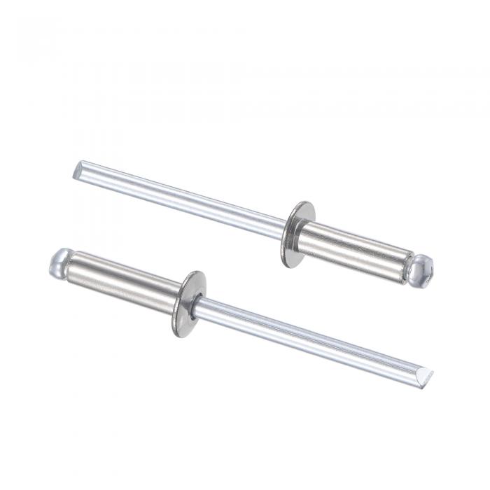 uxcell ブラインドリベット 304ステンレス鋼 プルリベット コア装飾リベット 4mm直径 13 mmグリップ長さ シルバートーン 25個入り