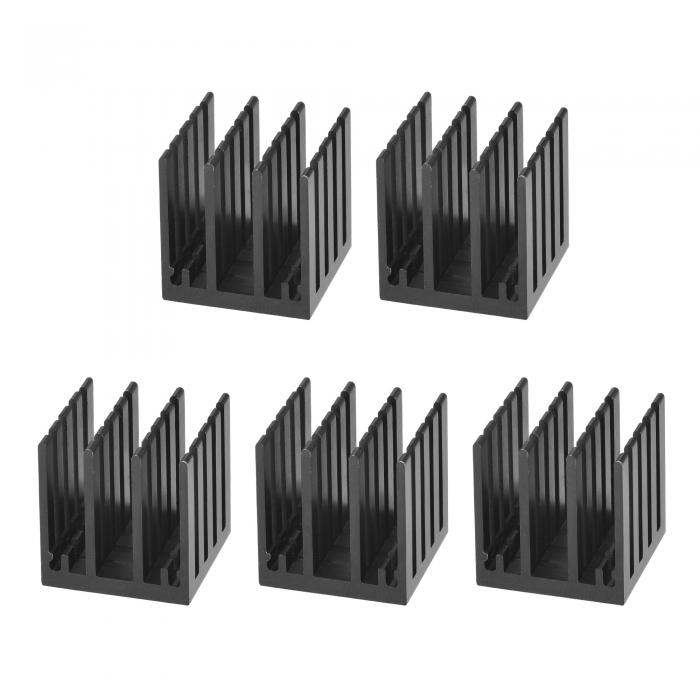 uxcell ヒートシンク 19x19x20mm アルミニウム 電子ラジエーター MOS ICチップ用 ブラック 5個