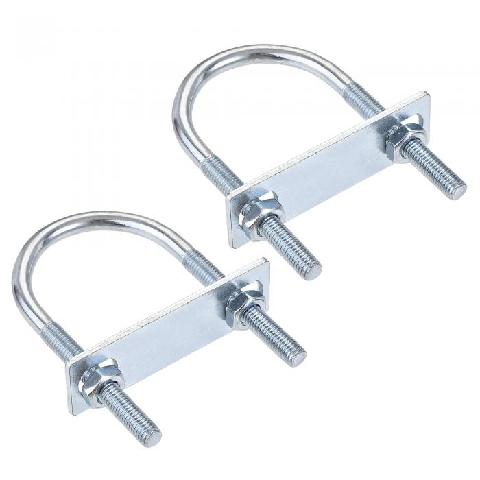 uxcell ラウンドUボルト ナット付き プレート付き 内幅50mm 長さ100mm スチール M8 2セット