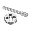 uxcell メトリックタップとダイセット HSS マシンねじタップ 合金工具 鋼 ラウンドねじダイ付き M12x0.75 mm(4)