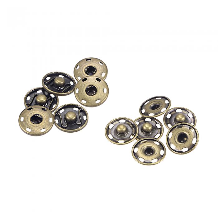 uxcell スナップボタン 銅 縫製 スナップボタンファスナー レザーコート ジーンズ バッグ 衣料品用 ブロンズ 直径19 mm 50セット