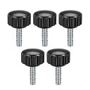 uxcell クランプつまみ ローレットクランプノブ ブラック シルバートーン ベークライト 金属 おねじ M4x14mm 5個入り