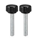 uxcell クランプつまみ ローレットクランプノブ ブラック シルバートーン ベークライト 金属 おねじ M6x30mm 2個入り