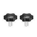 uxcell クランプねじノブ クランプつまみ スターノブ M10 x 25mm プラスチック メタル 2個入り