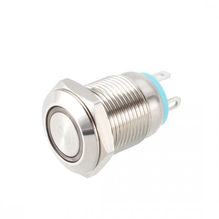 uxcell モメンタリーメタルプッシュボタンスイッチ 12mm取り付け径 1NO 3-6V ブルーLEDライト